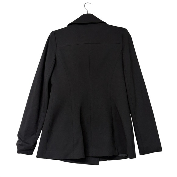 BAILEY 44 Black Double‎ Breasted Faux Leather Trim Blazer Jacket Women's Small - Picture 3 of 5